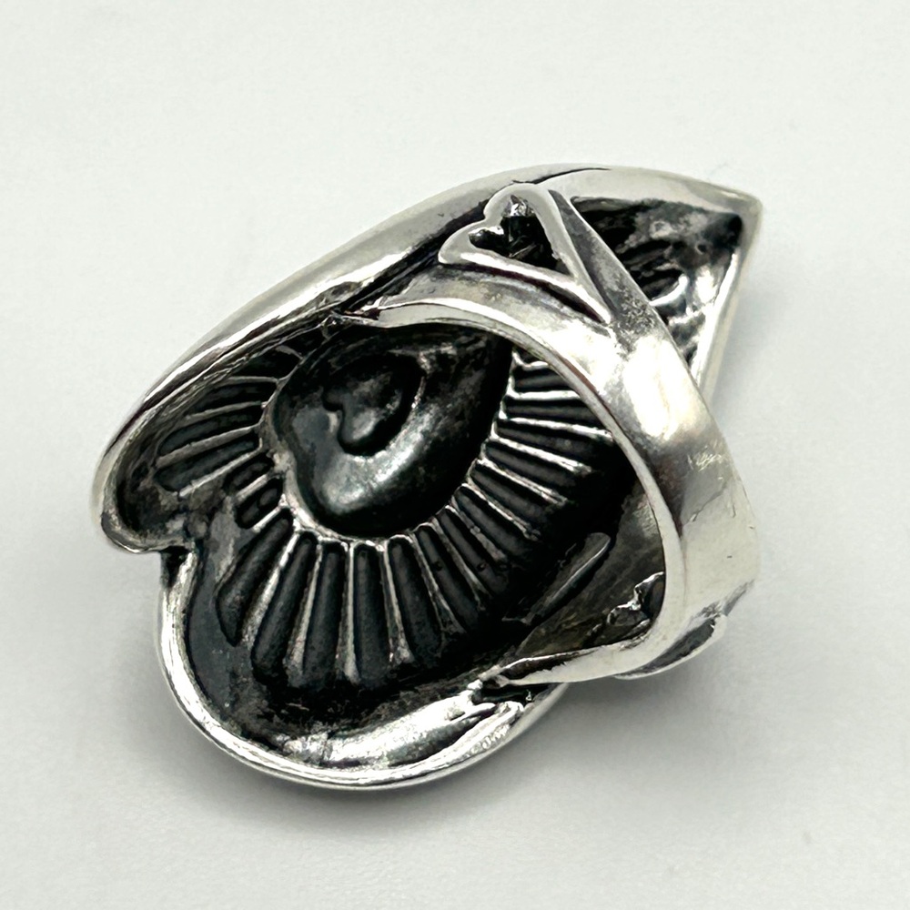 Signed Carolyn Pollack 925 Sterling Silver Heart Statement Ring EUC 15g Size 5 - Picture 8 of 15
